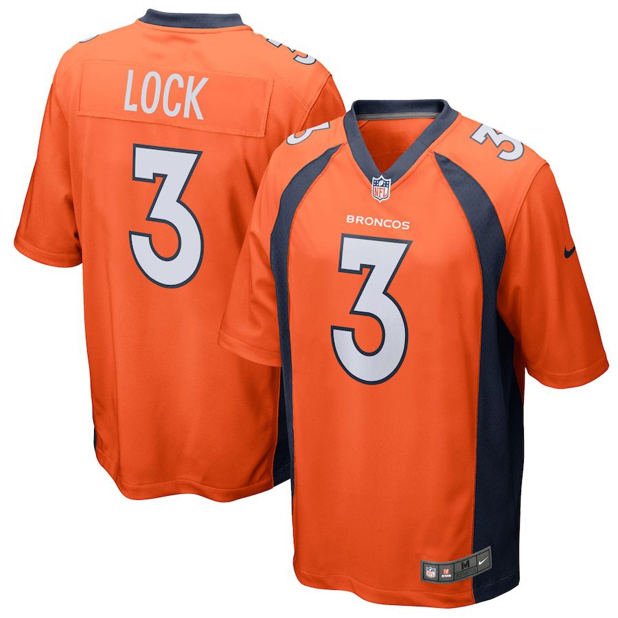 Men Denver Broncos #3 Drew Lock Nike Orange Game Player NFL Jersey
